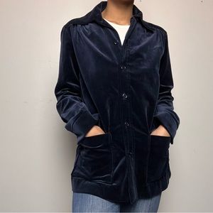 Navy Blue Velvet Button Up / Jacket by Sears